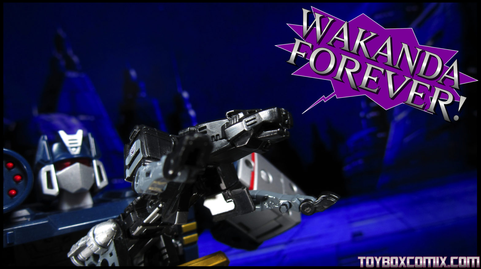 Ravage leaps out of Soundwave's chest, yelling "Wakanda Forever!"